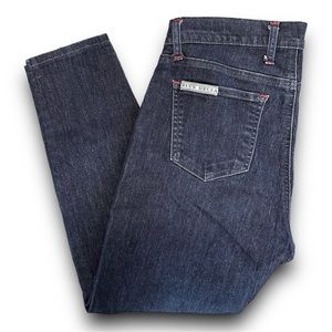 BLUE DELTA $450 raw denim jeans *LIKE NEW* STRETCH DARK RINSE 10 WOMENS #OS23